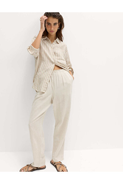 Marks & Spencer Keten Karışımlı Tapered Pantolon