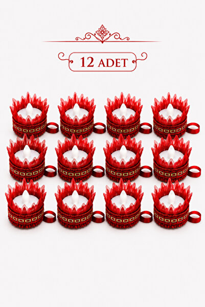 BERAYE Led Mum Kırmızı Ledli Kına El Mumu, Sünnet, Led Işıklı, Tealight Mum P...