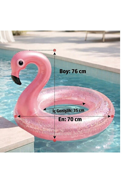 LRS STORE Çocuk Simidi 3-9 Yaş Flamingo Pullu Kız Çocuk Havuz Deniz Oyuncağı ...