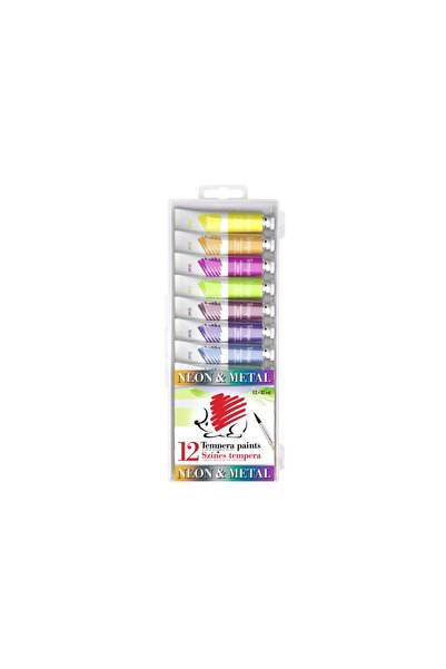 ACAR ARICILIK Acuarele tempera Ico Erici Neon și Metal 12 ml, set de 12 culori