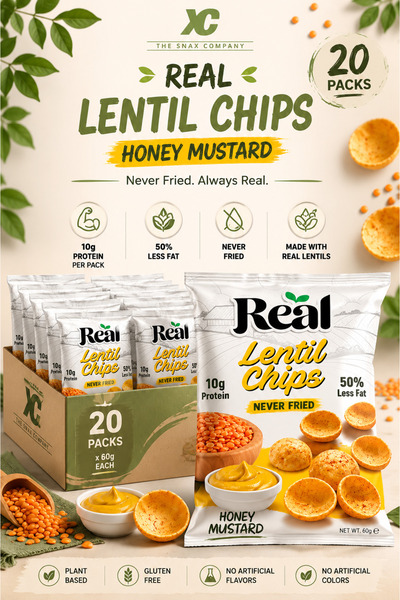 REAL Chips Lentil Honey Mustard – 10g Protein, 50% Less Fat, Crunchy Snack, 6...
