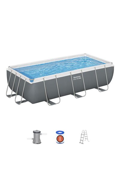 BESTWAY 56441 Steel Pro MAX Prefabrik Yer Üstü Dikdörtgen Havuz Seti 4,04 m x...