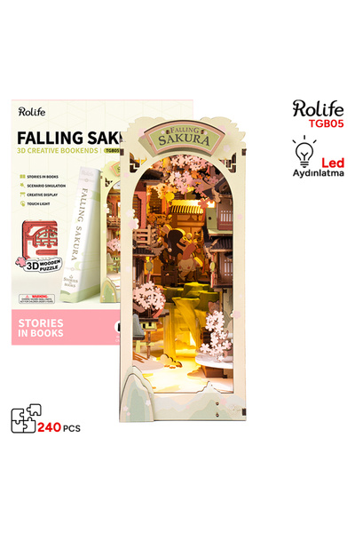 Rolife TGB05 Falling Sakura Kitap Köşesi Book Nook DIY Minyatür Maket Model S...