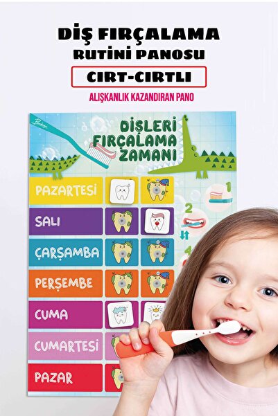 Hook and Loop Tooth Brushing Routine Board, Teeth Brushing Training Schedule for Children, Teeth Brushing Habit
