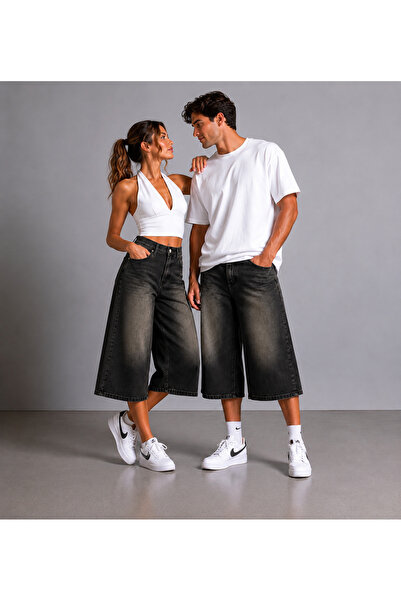 St.Poll Kahve yıkma unisex baggy şortolon