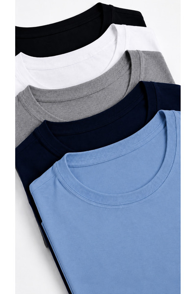CLIPMAN Ανδρικό μπλουζάκι Regular Fit Basic, σετ 5 τεμαχίων