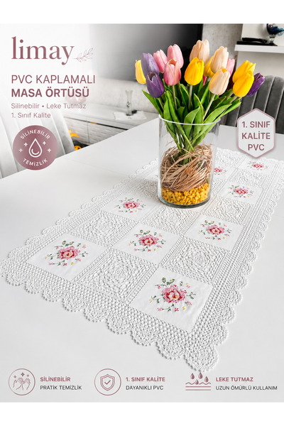 LİMAY Runner cu aspect de broderie din dantelă - 1. PVC de calitate - Față de...