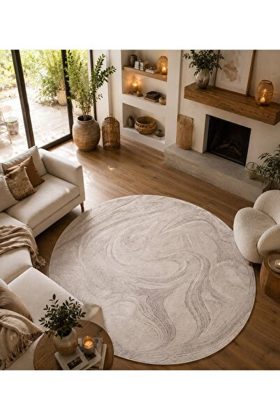 Neşem Halı Boutique EKO HALI Utopia UTP 04 Cream Q Amorf Tasarımlı Modern Vis...