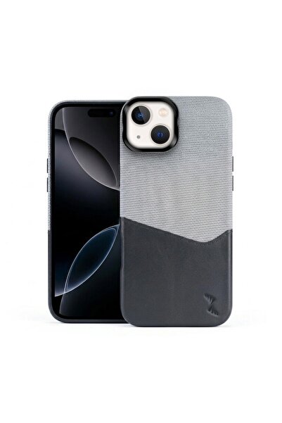Zebana Apple iPhone 15 Uyumlu Kılıf Zeyra M-Safe Kartlıklı Deri Kılıf Siyah
