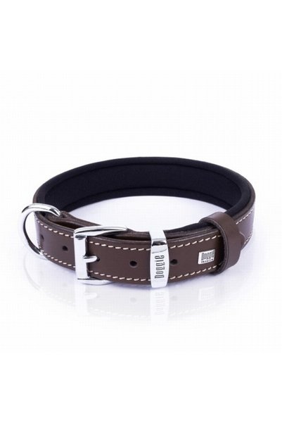 Doggie طوق كلب من الجلد المريح باللون البني 2.5x37 45 سم