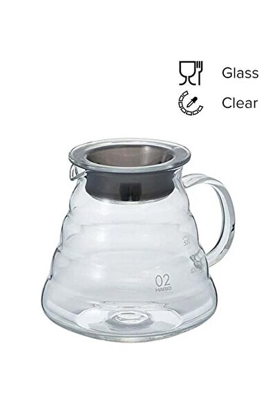 Arabest V60 Glass Coffee Server 600ml, Clear Heat-Resistant Carafe with Lid