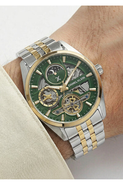 Daniel Klein Skeleton Silver and Gold Stainless Steel Watch for Men DK.1.14266-3