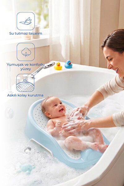Babyjem Soft Banyo Desteği Bebek Yıkama Yardımcısı Soft Mavi