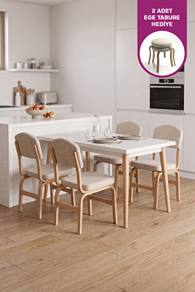 VİLİNZE Ege Sandalye Avanos Ahşap Mdf Mutfak Masası Takımı - 70x120 Cm