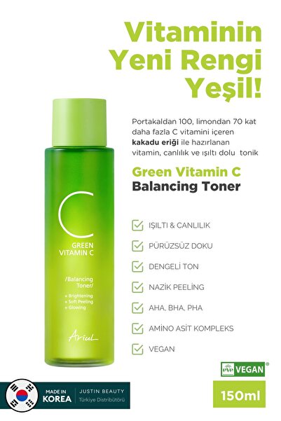 Ariul Green C Vitaminli Tonik 150 ml|Ton Eşitleyici, Leke Karşıtı|Glutatyon, ...