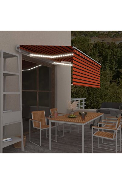 Concept Copertină automat stor senzor vânt LED portocaliu&maro 3,5x2,5m