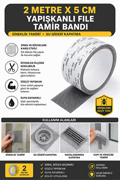 Hakan Living Sineklik, Pencere, Izgara Gideri Yapışkanlı Tamir Bandı, Böcek Ö...