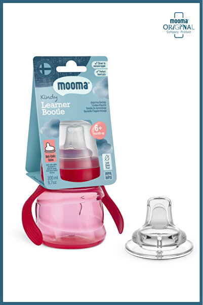 MOOMA Kindy Damlatmaz Egitici Su Alıştırma Bardağı 200 ml 6 Ay - Red