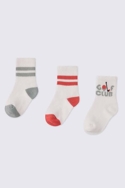 Panço Boy's White 3-Piece Socks