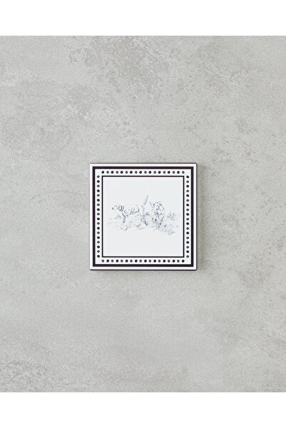 English Home Victoria Seramik Bardak Altlığı 10.8x0.8 cm Siyah - Beyaz
