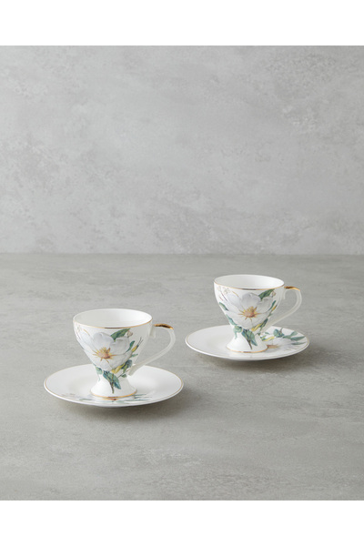 English Home Garden Lovely New Bone China 4 Parça 2 Kişilik Kahve Fincan Takı...