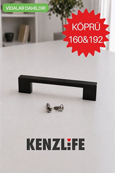 Kenzlife mobilya kulpu köprü 160&192 mm siyah plastik dolap kulbu 01 adet kul...