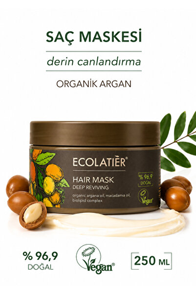 ECOLATIER Saç Maskesi Argan Yağlı Zayıflamış Saçlar İçin Güçlendirici Parlatı...