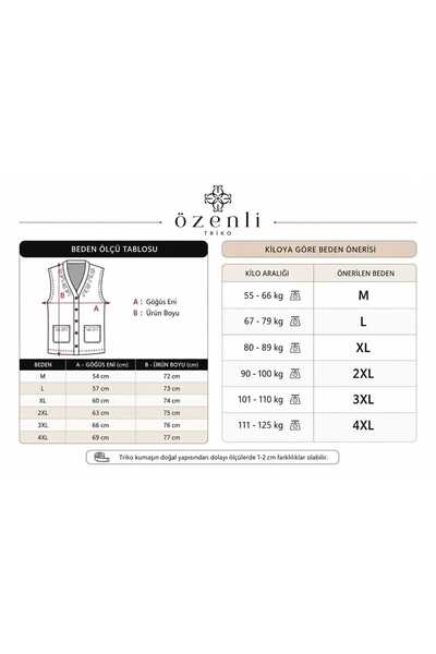 Özenli Triko Steel Knit 5 Buttons Breast Embroidered Mother Vest Black