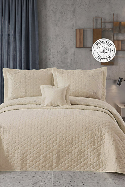 Evlen Home Collection Hayal Çift Kişilik Yatak Örtüsü Dantelli Kapitone Pike ...