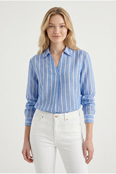 Masha Kate Keten Karışımlı Popover Bluz