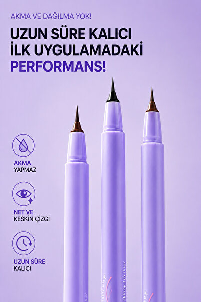 LALACHUU Long Lash Skinny Tip Liner 0.1 mm Ultra İnce Uçlu Gün Boyu Kalıcı Ey...