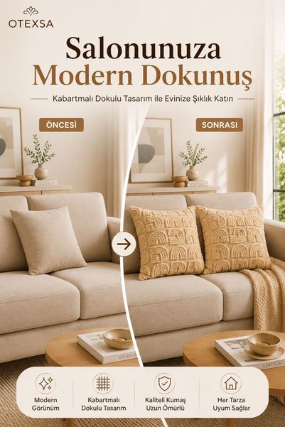 OTEXSA Embossed Textured 2-Piece Throw Pillow Cover Modern Decorative Sofa and Cushion Cover Beige