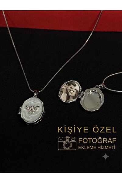Melisa Takı & Aksesuar 316L Çelik Gümüş Renk Açılır Resimli Kolye (Fotoğraf e...