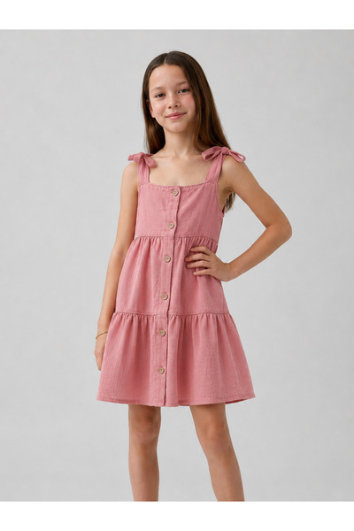 Overdo Girl's Cotton Muslin Fabric Strap Dress