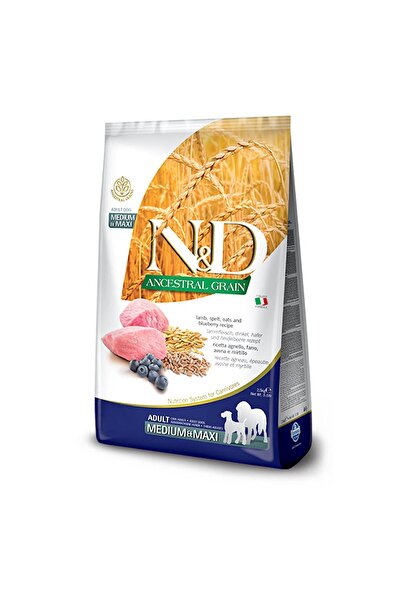 N&D Az Tahıllı Kuzulu&Yaban Mersinli Medium- Maxi Yetişkin Köpek Maması 2,5 Kg