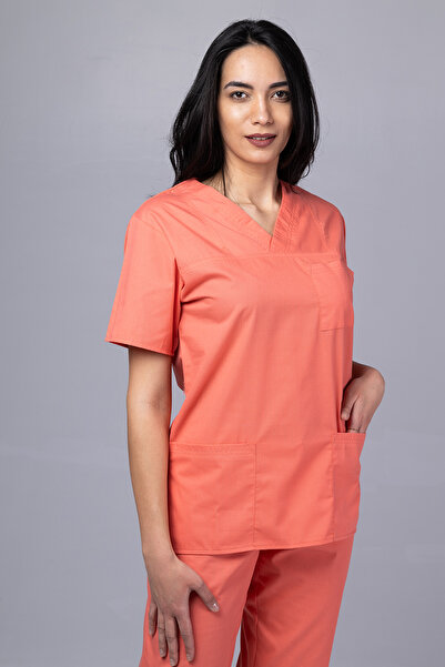 tag Costum medical pentru femei, New ClassIQ, Bluză și pantaloni, Somon
