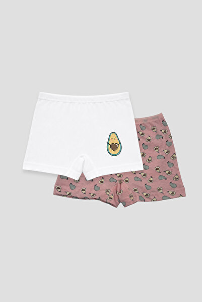 Defne Baby Set de 2 boxeri din bumbac pieptănat premium cu model pentru fete