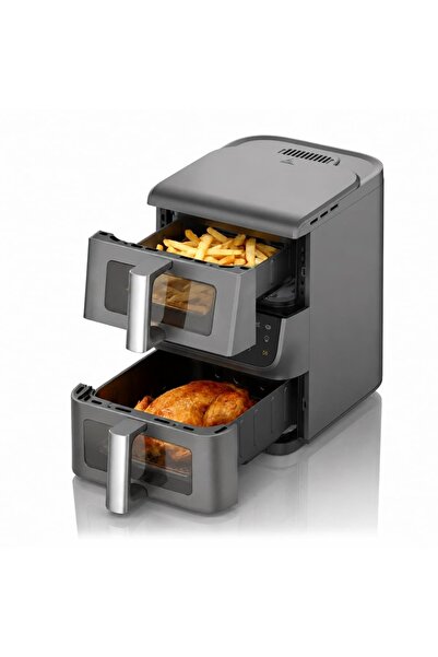 rebune Rebon Dual Basket 10L Air Fryer with 10 Cooking Programs and Independe...