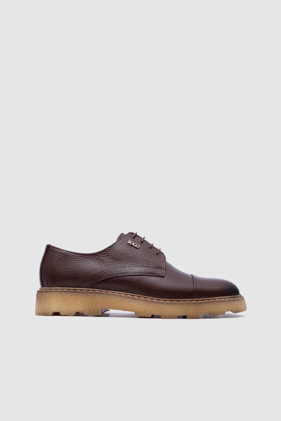 TOGO Men's Brown Genuine Leather Laced Classic Casual Shoes [052331]