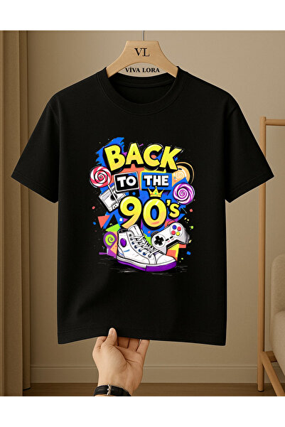 VİVA LORA Printed T-Shirt Nostalgia 90`S. 100% Cotton Crew Neck Unisex T-Shirt