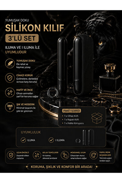 Zigver Iqos Iluma Modeli Için 3’lü Silikon Kılıf Seti Black(TEREA ILE ÇALIŞAN...