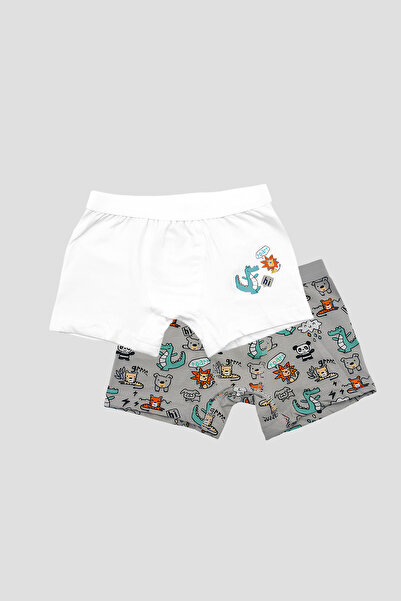 Defne Baby Set de boxeri din bumbac premium cu imprimeu pentru băieți, 2 piese