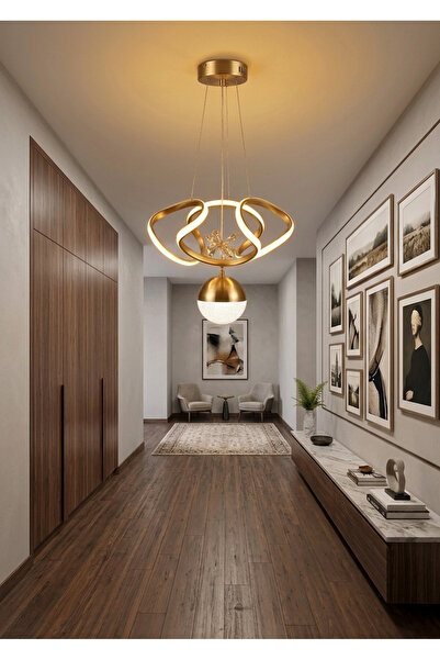 Lzy Avize Store Alemo Gold Toplu Modern Sarkıt LED Avize 3 Renk | Salon, Kori...