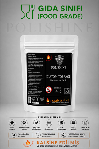POLİSHİNE Diatom Toprağı | Kalsine Edilmiş |10 Mikron 250gr | Yüksek Saflık