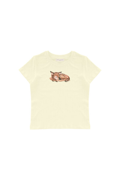 lethestudios Deer Baskılı Baby Tee Crop Top