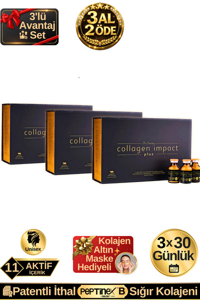 Dr.Sammy's Collagen Impact Plus Premium 3'lü Avantaj Set Tip 1-3 Hidrolize To...