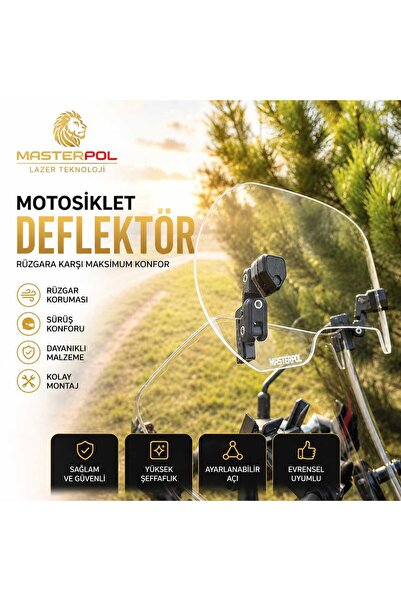 MASTERPOL Deflektör Model 3 Rüzgar Saptırıcı Siperlik Şeffaf Motor Camı Cam U...
