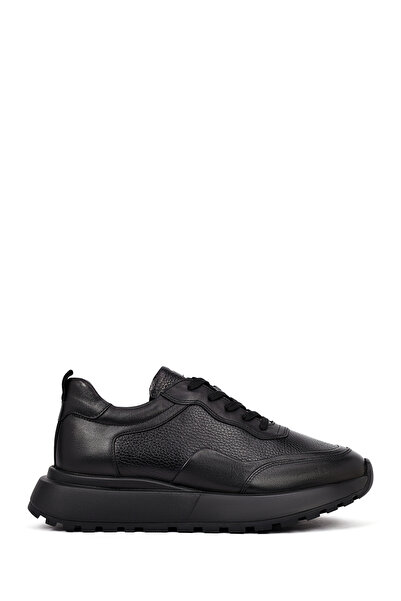 Derimod Erkek Siyah Bağcıklı Kalın Tabanlı Hakiki Deri Sneaker,Kışlık Spor Ay...