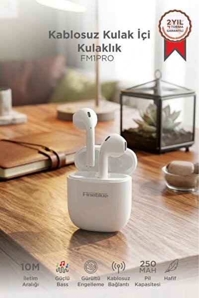 Torima Fineblue Bluetooth Kulaklık Kulak İçi Kablosuz Kulaklık FM1PRO Beyaz