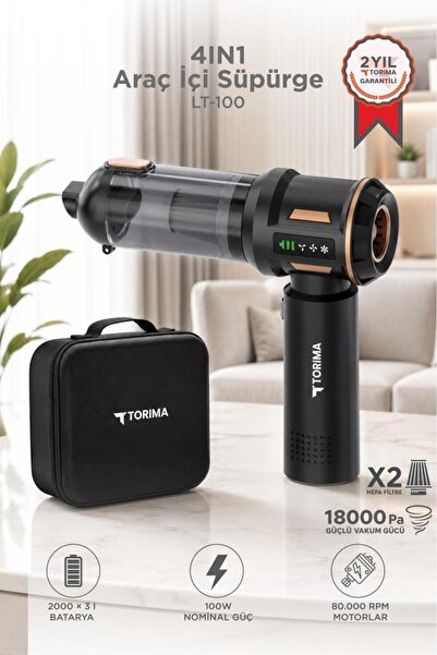 Torima Araç İçi Süpürge 4IN1 Çok Fonksiyonlu Şarjlı Mini Ev Kullanımı İçin El...